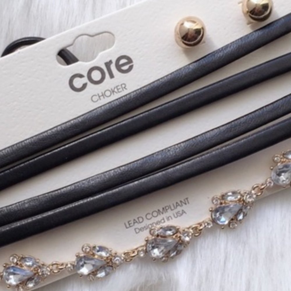 Bejeweled Wrap Choker Necklace & Earring Set